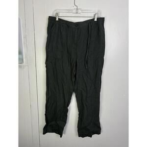 Monoprix Premium Pants Womens Large Linen Wide Leg Coastal Elastic Tie Waist